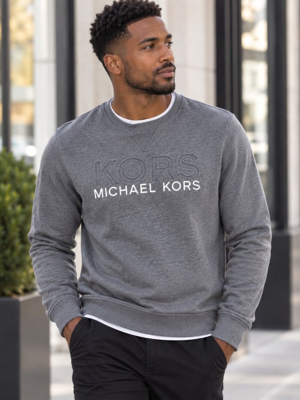 Michael Kors Men’s Gray KORS Logo Crewneck Sweatshirt Size M